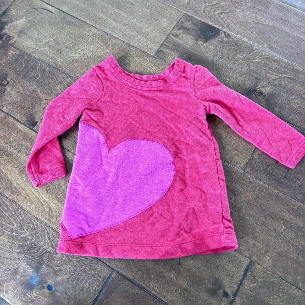 Cat and Jack Girls 12 Month Sweatshirt Dress Red Pink Heart Valentine's‎ Day